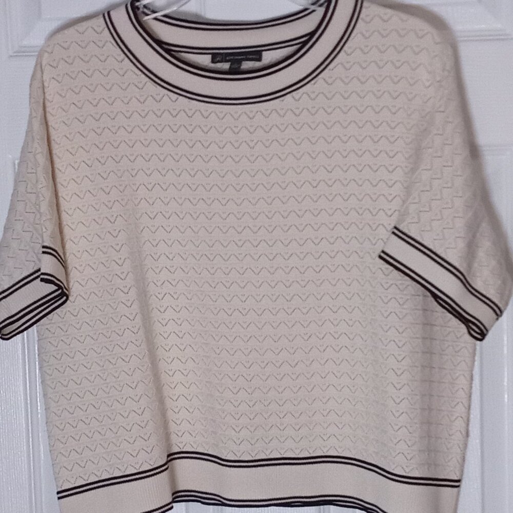 Adrianna Papell Short Sleeve Ivory Sweater